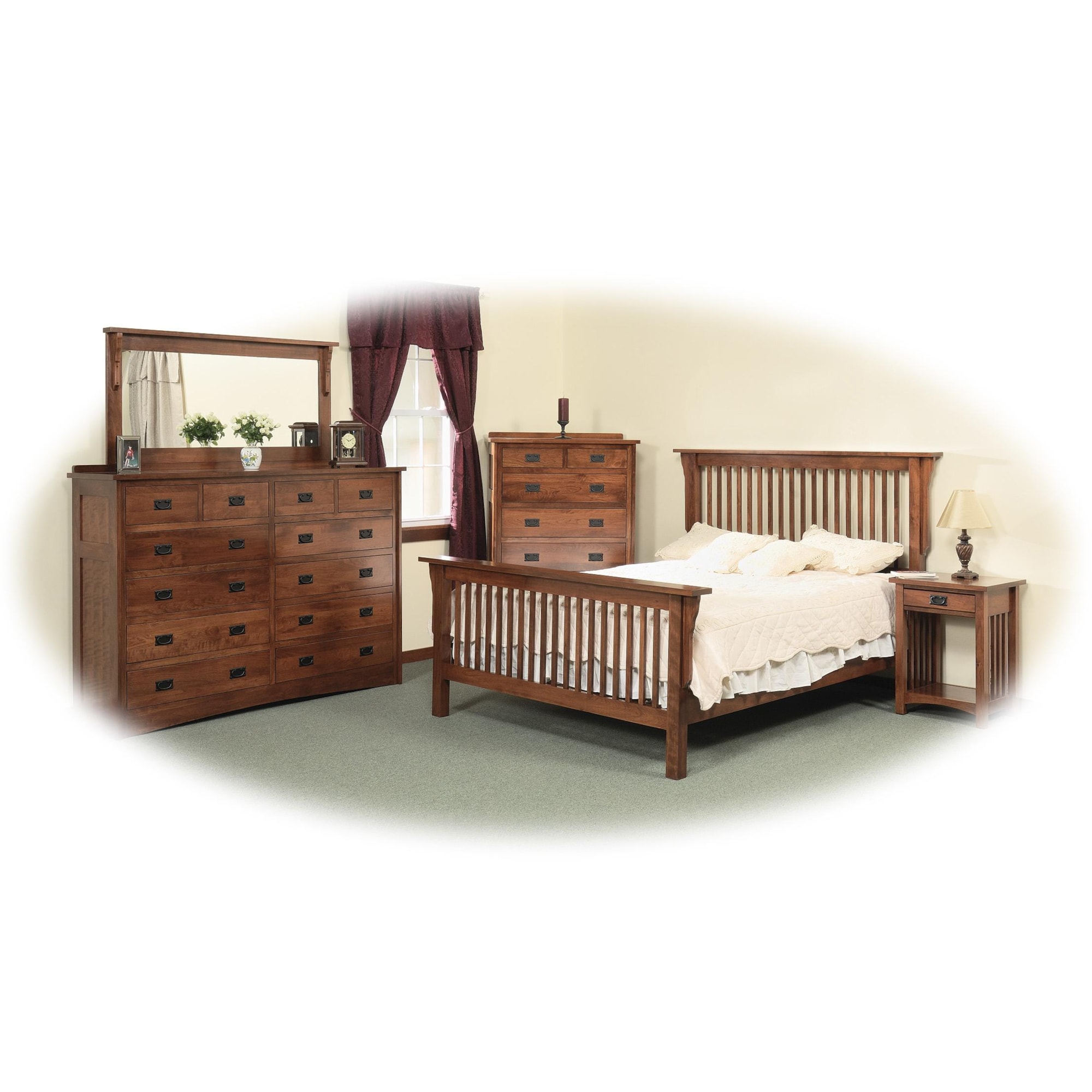 Daniel's Amish Mission 30-3113+3123+3103 Queen Mission-Style Frame Bed ...